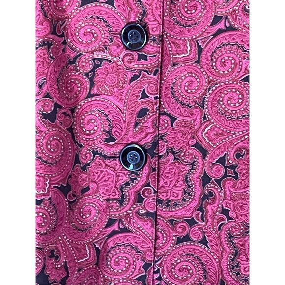 Talbots Pink Paisley Retro Looking Style 3 Botton Oversized Jacket Sz Large - Picture 3 of 4